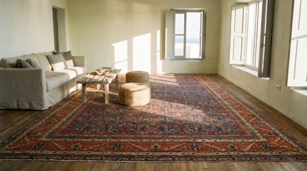 Antique oversized farahan persian knotted rug 6 Antique oversized farahan persian knotted rug (sku 19951) - room view