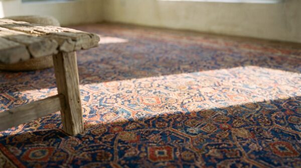 Antique oversized farahan persian knotted rug 7 Antique oversized farahan persian knotted rug (sku 19951) - in-room detail