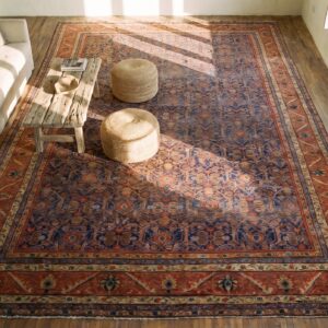 Antique Oversized Farahan Persian Knotted Rug (SKU 19951) - styled overhead view