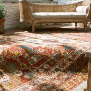 Oversized Antique Late 19th Century Ivory Allover Persian Ziegler Sultanabad Carpet (SKU 18097) - in-room detail
