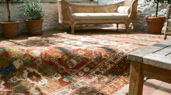 Oversized antique late 19th century ivory allover persian ziegler sultanabad carpet 16 Oversized antique late 19th century ivory allover persian ziegler sultanabad carpet (sku 18097) - in-room detail