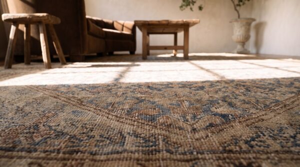 Antique oversized malayer wool room size blue rug 7 Antique oversized malayer wool room size blue rug (sku 23300) - in-room detail