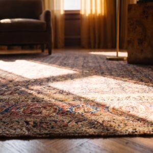 Antique Oversized N. Persian Persian Geometric Knotted Rug (SKU 24315) - in-room detail
