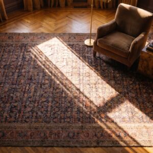 Antique Oversized N. Persian Persian Geometric Knotted Rug (SKU 24315) - styled overhead view