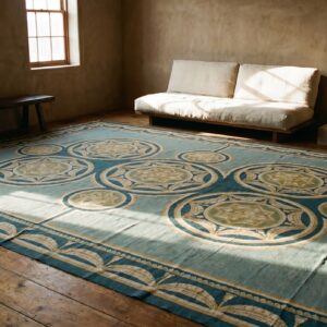 Antique Oversized Needlepoint Portugal Flat Weave Rug (SKU 17482) - room view