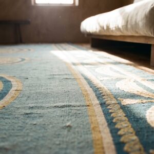 Antique Oversized Needlepoint Portugal Flat Weave Rug (SKU 17482) - in-room detail
