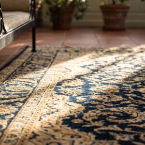 Antique Oversized Peking Chinese Geometric Knotted Rug (SKU 24820) - in-room detail