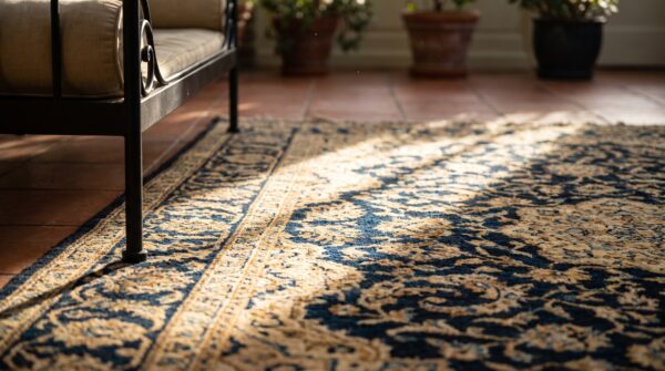 Antique oversized peking chinese geometric knotted rug 8 Antique oversized peking chinese geometric knotted rug (sku 24820) - in-room detail