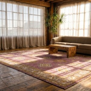 Antique Oversized Purple Color Tribal Large Scale Allover Design Indian Agra Rug (SKU 19468) - room view