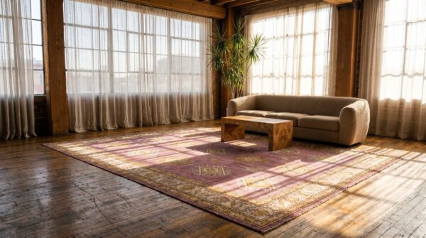 Antique oversized purple color tribal large scale allover design indian agra rug 11 Antique oversized purple color tribal large scale allover design indian agra rug (sku 19468) - room view