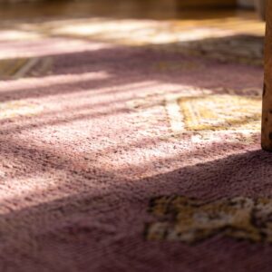 Antique Oversized Purple Color Tribal Large Scale Allover Design Indian Agra Rug (SKU 19468) - in-room detail