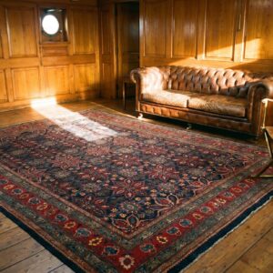 Antique Oversized Red and Blue Jewel Tones Persian Bidjar Rug (SKU 19323) - room view