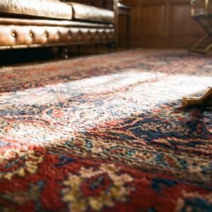Antique Oversized Red and Blue Jewel Tones Persian Bidjar Rug (SKU 19323) - in-room detail