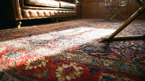 Antique oversized red and blue jewel tones persian bidjar rug 11 Antique oversized red and blue jewel tones persian bidjar rug (sku 19323) - in-room detail