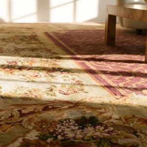 Antique Oversized Red Savonnerie French Allover Floral Knotted Rug (SKU 24131) - in-room detail