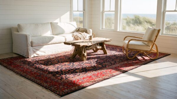 Antique oversized sarouk persian geometric knotted rug 10 Antique oversized sarouk persian geometric knotted rug (sku 24515) - room view