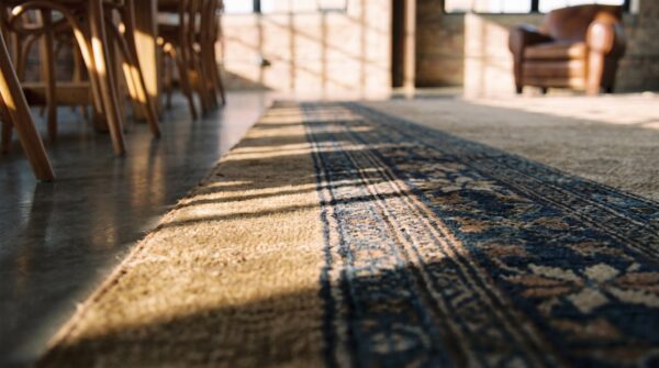 Antique oversized serab persian knotted rug 8 Antique oversized serab persian knotted rug (sku 21485) - in-room detail