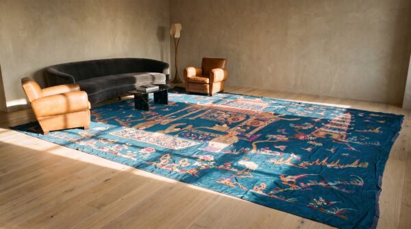 Antique oversized textile chinese allover flat weave rug (sku 23633) - room view