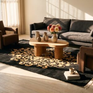 Pair Of Black Antique Artistic Chinese Art Deco Small Scatter Size Area Rugs (SKU 25494) - room view