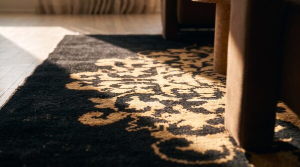 Pair of black antique artistic chinese art deco small scatter size area rugs 11 Pair of black antique artistic chinese art deco small scatter size area rugs (sku 25494) - in-room detail
