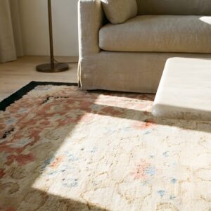 Pair Of Rustic Antique Cloud Band Chinese Art Deco Area Rugs (SKU 23903) - in-room detail