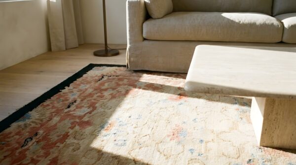 Pair of rustic antique cloud band chinese art deco area rugs 10 Pair of rustic antique cloud band chinese art deco area rugs (sku 23903) - in-room detail