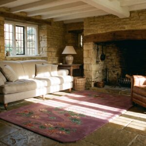 Pair Of Small Purple Antique Chinese Deco Wool Pile Area Rug (SKU 25050) - room view