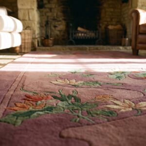 Pair Of Small Purple Antique Chinese Deco Wool Pile Area Rug (SKU 25050) - in-room detail
