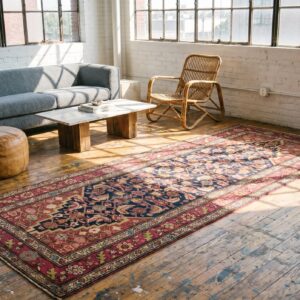 Pair Of Tribal Herati Design Antique Blue Caucasian Karabagh Hallway Runner Rugs (SKU 18101) - room view