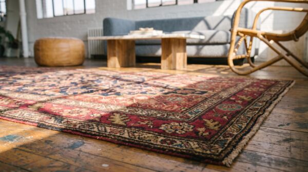 Pair of tribal herati design antique blue caucasian karabagh hallway runner rugs 12 Pair of tribal herati design antique blue caucasian karabagh hallway runner rugs (sku 18101) - in-room detail