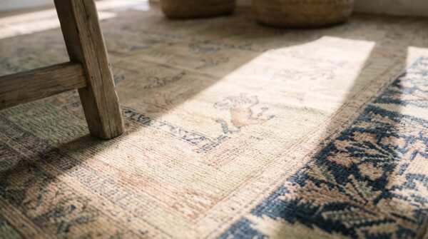 Antique panderma kayseri turkish knotted rug 8 Antique panderma kayseri turkish knotted rug (sku 18166) - in-room detail