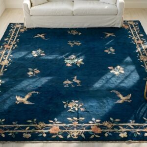 Antique Peking Chinese Allover Knotted Rug (SKU 24741) - styled overhead view