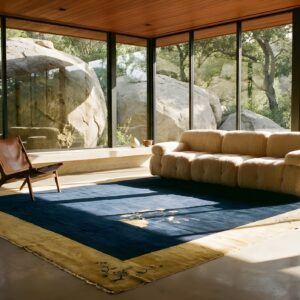 Antique Peking Chinese Allover Beige, Blue Navy 1920s Rug (SKU 24611) - room view