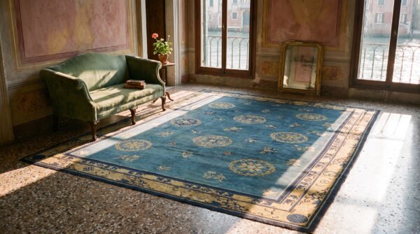 Antique peking chinese allover blue 1920s rug 7 Antique peking chinese allover blue 1920s rug (sku 23687) - room view