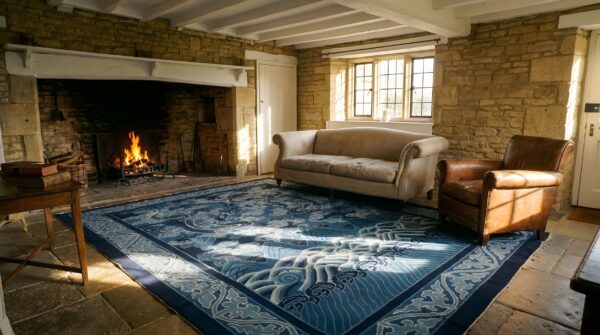 Antique peking chinese allover blue 1930s rug 9 Antique peking chinese allover blue 1930s rug (sku 23693) - room view