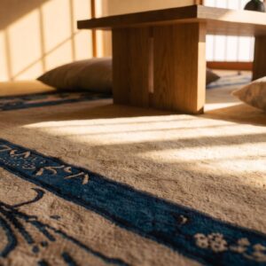 Antique Peking Chinese Allover Blue Navy, Ivory Beige Cream White 1920s Rug (SKU 24424) - in-room detail