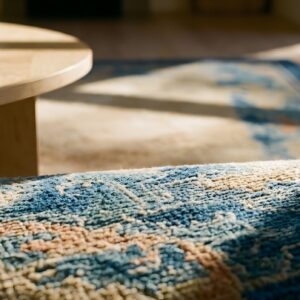 Antique Peking Chinese Allover Floral Beige 1900s Square Rug (SKU 23719) - in-room detail
