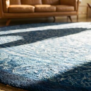 Antique Peking Chinese Allover Floral Blue 1900s Round Rug (SKU 24072) - in-room detail