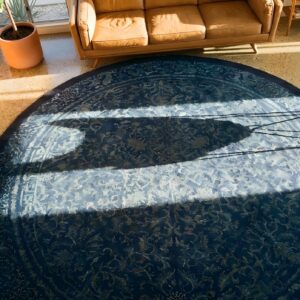 Antique Peking Chinese Allover Floral Blue 1900s Round Rug (SKU 24072) - styled overhead view