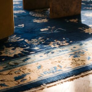 Antique Peking Chinese Allover Floral Blue 1920s Rug (SKU 23875) - in-room detail