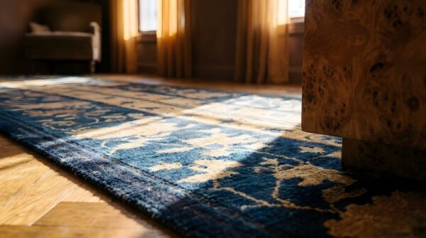 Antique peking chinese allover floral knotted blue , coral hallway runner rug 11 Antique peking chinese allover floral knotted blue , coral hallway runner rug (sku 24170) - in-room detail