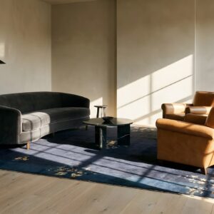 Antique Peking Chinese Allover Floral Blue Navy 1920s Rug (SKU 24192) - room view