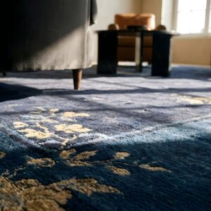 Antique Peking Chinese Allover Floral Blue Navy 1920s Rug (SKU 24192) - in-room detail