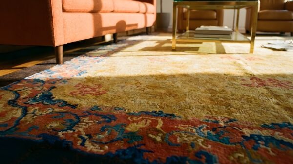 Antique peking chinese allover floral ivory 1920s rug 16 Antique peking chinese allover floral ivory 1920s rug (sku 24767) - in-room detail