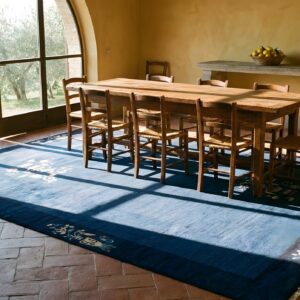 Antique Peking Chinese Allover Floral Navy 1900s Rug (SKU 23973) - styled overhead view