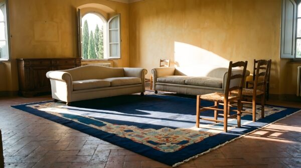 Antique peking chinese allover floral navy 1920s rug 7 Antique peking chinese allover floral navy 1920s rug (sku 24063) - in-room detail