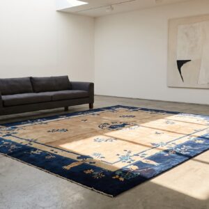 Antique Peking Chinese Allover Geometric Knotted Rug (SKU 22862) - room view