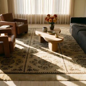 Antique Peking Chinese Allover Geometric Ivory 1880s Rug (SKU 23727) - room view