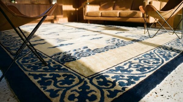 Antique peking chinese allover ivory 1890s rug 30 Antique peking chinese allover ivory 1890s rug (sku 24744) - in-room detail