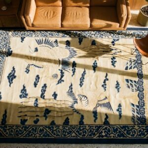 Antique Peking Chinese Allover Ivory 1890s Rug (SKU 24744) - styled overhead view